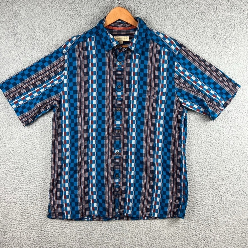 Territory Ahead Western Check Cotton Blue Short Sleeve Button Shirt Mens Large